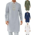 thumbnail image 6 of ZenCart Men's Kaftan Robe O-Neck Long Sleeve Abaya Breathable Button-up Thobe Arabic Ihram Clothing for Casual Occasions Prayers, 6 of 8