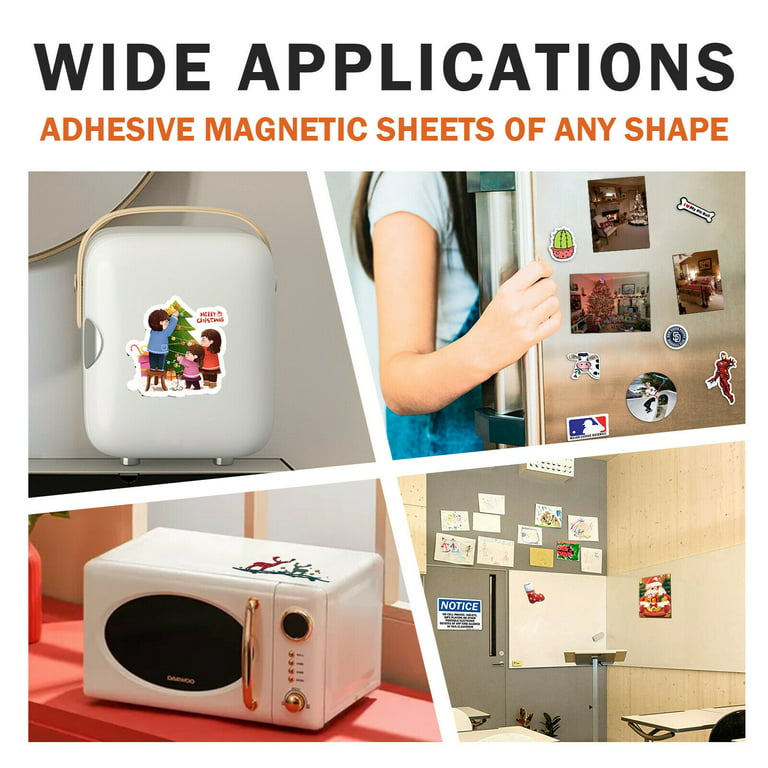 Macarrie 200 Pcs 4 x 6 Adhesive Magnetic Sheets Cuttable Magnetic Sheets  with Adhesive Backing Magnetic Paper Magnet Stickers Flexible Peel and