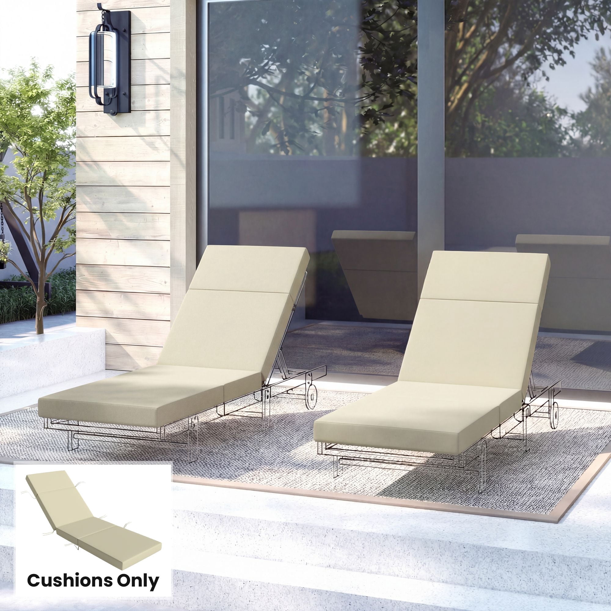 Alvantor Chaise Lounge Cushion 4" Lounge Cushion for Outdoor Patio 26" x 80 ", Cream White