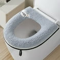 thumbnail image 6 of Kumdkd Blue Thickened Toilet Seat Cover with Handle, Winter Warm Waterproof Toilet Seat, Removable Soft Fabric Toilet Lid Cover for Cold Weather, Universal Fit for Most Toilets, Easy Clean, 6 of 6