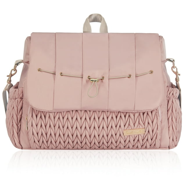 Hannah & Sophia Belle Convertible Diaper Backpack & Messenger Bag, Rose Pink