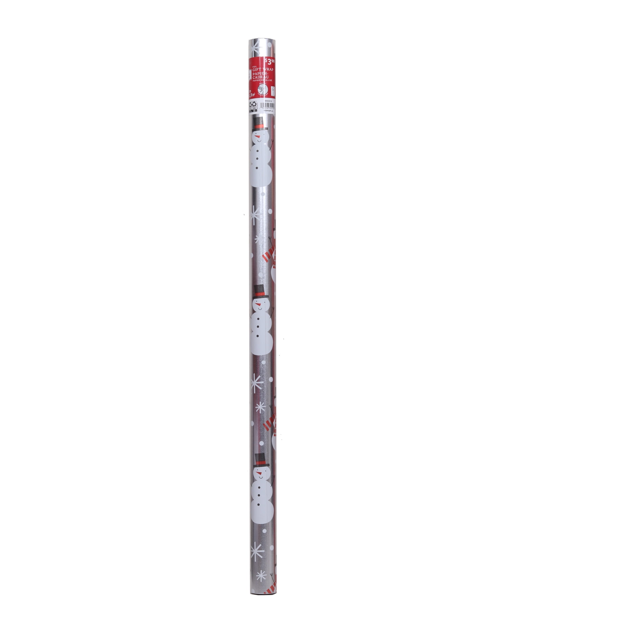 Holiday Time Silver and Red Foil Christmas Wrapping Paper, 30 Sq ft, 30IN FL SNMN WRAP