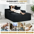 thumbnail image 6 of Newest 67" Chaise Lounge Chair 9.9'' Wide Armrest Indoor Corduroy Oversized Sleeper Sofa for Living Room,Three Soft Pillows Convertible Boneless Sofa Bed, Black, No Assembly Required, 6 of 9