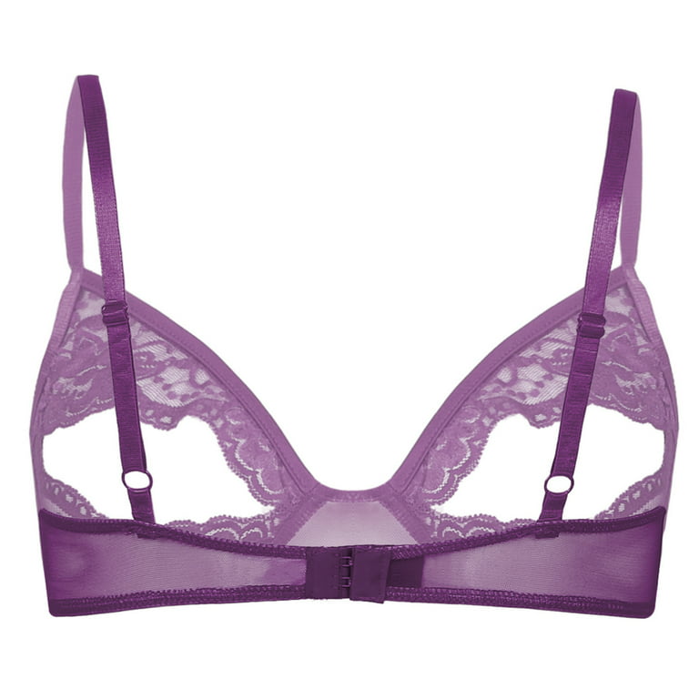 inhzoy Women's Sheer Unlined See Through Cut Out Bra Purple 4XL 
