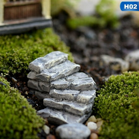 KABOER Miniature Craft Gray Stone Steps Stair Micro Landscapes Mini Fairy Garden Decoration Moss Ecological Bottle DIY Decor Ornaments
