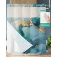 thumbnail image 2 of No Hook Shower Curtains with Snap in Liner, Teal Marble Waterproof Fabric Shower Curtain, Impressionist Ink Painted Abstract Double Layers & See-Through Top Window Bathroom Curtains 66''x72'', 2 of 6