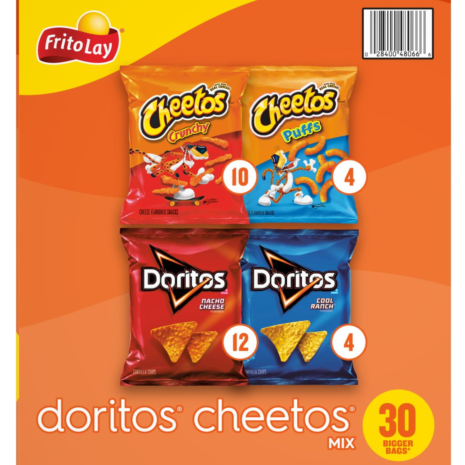 Frito Lay Doritos Cheetos Mix Variety Pack 53.5 Oz 30 Count, Box