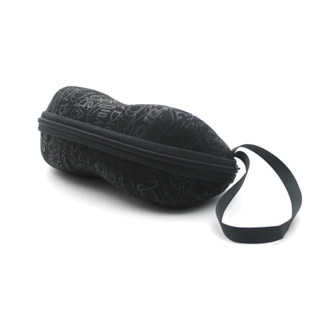 Estuche rígido portátil para gafas de sol con cremallera y gancho para colgar (negro)