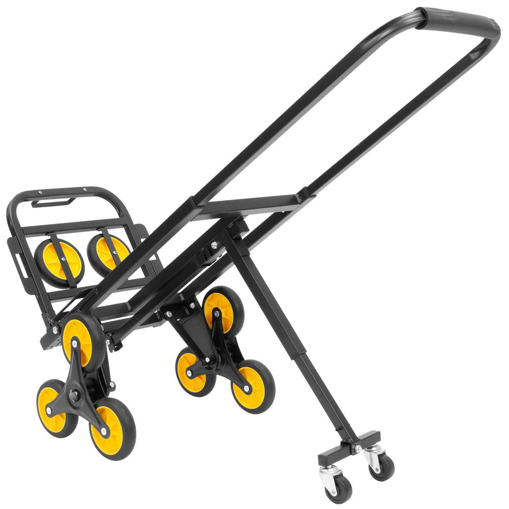 Portable Folding Trolley with 5inch and 1.5inch Wheels VEVOR Stair Climbing Cart 330lbs Capacity Stair Climber Hand Truck with Adjustable Handle All Terrain Heavy Duty Dolly Cart for Stairs 
