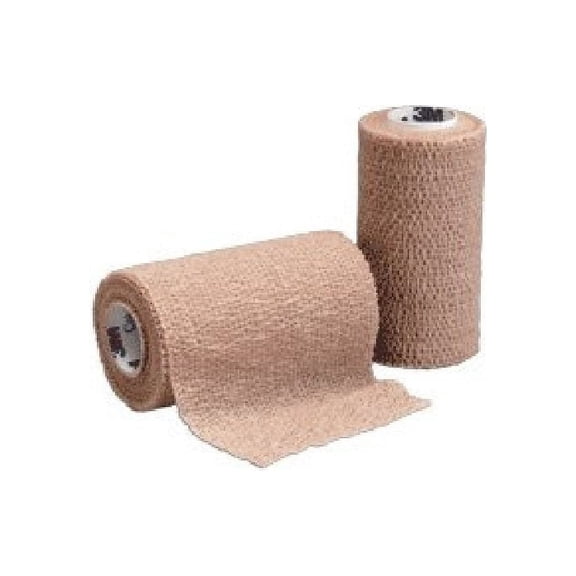 3M Coban Cohesive Bandage Standard Compression Self-adherent Closure Tan 4 Inch X 5 Yard, Pack of 2