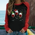 thumbnail image 2 of Red Wine Glass Christmas Sweatshirt for Women Raglan Long Sleeve Xmas Pullover Tops Color Block Shirt Blouse Tops, 2 of 6