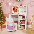 thumbnail image 2 of Costway Kids Vanity Set Princess Girls Makeup Vanity Desk with 3-Color LED Lighted Mirror White, 2 of 9