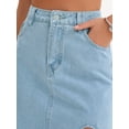 thumbnail image 5 of DARING DIVA Women's Long Denim Spring Slit Midi Jean Skirts X-Large Light Blue, 5 of 7