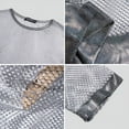 thumbnail image 6 of Men's Hollow Crop Tops O-neck Short Sleeve Patchwork Transparent Tee Shirts, 6 of 6