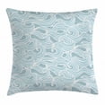 thumbnail image 1 of Aqua Throw Pillow Cushion Cover, Abstract Ikat Frame Antique Victorian Style Floral Leaves Details Art Print, Decorative Square Accent Pillow Case, 20 X 20 Inches, Seafoam and White, by Ambesonne, 1 of 2