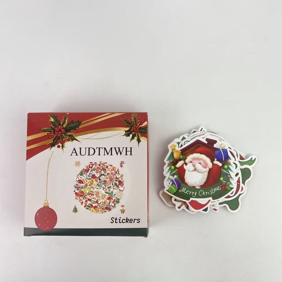 AUDTMWH Stickers,Christmas Stickers,50 Pcs Christmas Stickers Decoration,Vinyl Waterproof Holiday Party Stickers for Laptop Stickers, Computer, Luggage, Stationery