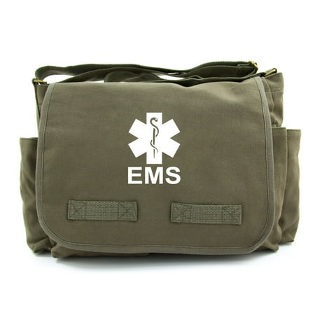 EMS Emergency Medical Services Army Heavyweight Canvas Messenger Shoulder (Best Ems Jump Bag)