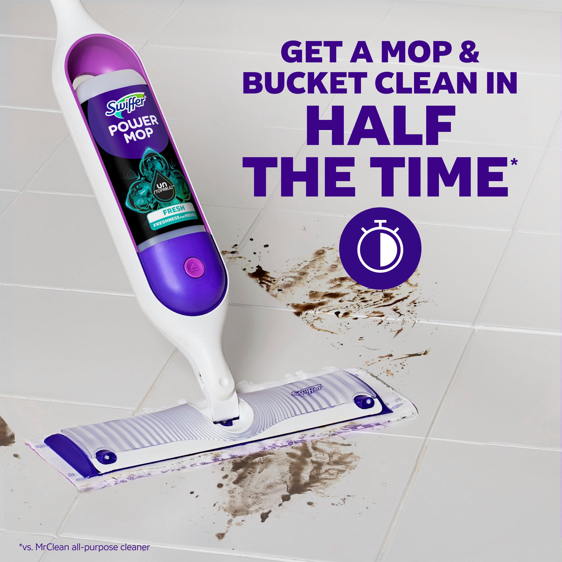(2 pack) Swiffer PowerMop Solution with Unstopables Fresh Scent, Double Pack