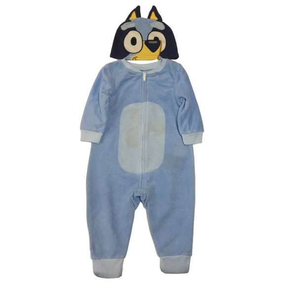 Bluey Infant & Toddler Boys Blue Blanket Sleeper Union Suit Pajama & Hat 18m