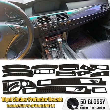 Car Interior Trim Protective Film Decoration 5D Carbon Fiber Vinyl Sticker for- 5 Series 525I 530I E60 2003-2010 LHD