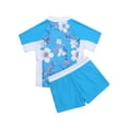 thumbnail image 2 of Alvivi Kids Girls Floral Rush Guard Short Sleeve Tankini Set Tops Boxer Shorts Swimsuit Swimwear, 2 of 7