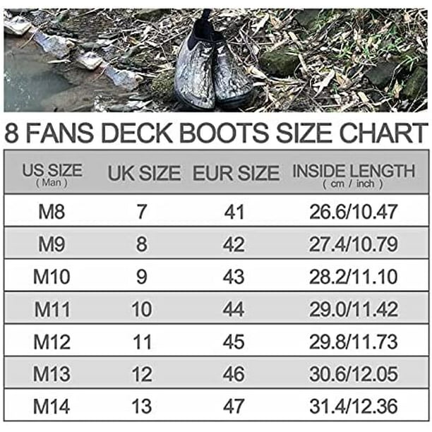 8 Fans Fishing Deck Boots, WAV3 Camo Waterproof Ankle Mud Muck Rubber Boots  Mens Womens Camp Boots for Rain,Fishing, Hunting, Boating, Kayaking,Camp