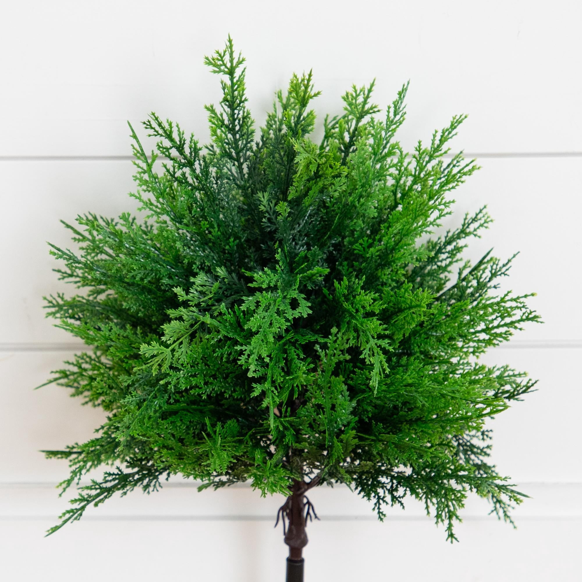 15in. UV Resistant Artificial Cedar Bush with Integrated Ground Stake (Indoor/Outdoor) - Set of 2