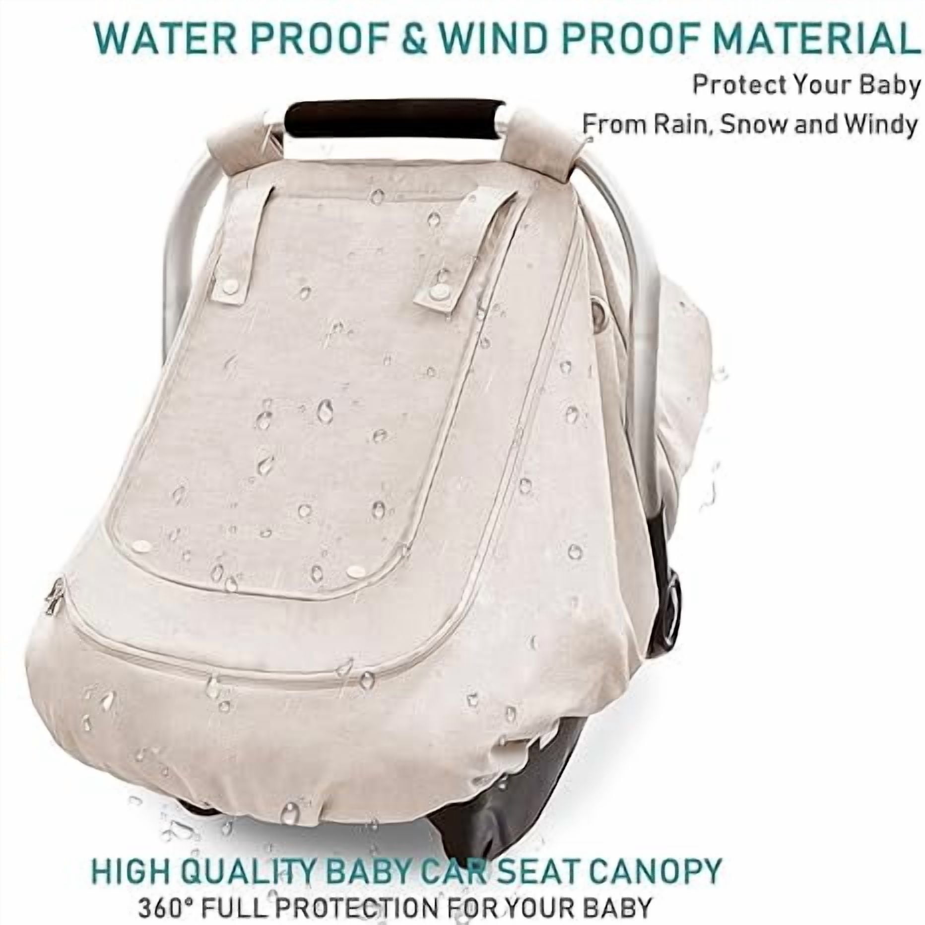 Waterproof Baby Car Seat Cover，YVMVDV Patented Cold Weather Carseat Cover for Babies,Infant Car Seat Cover Canopy for Boy Girls, Keeps Babies Warm and Cozy (Beige)