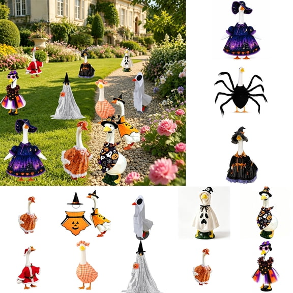 AOMXGD Halloween Porch Geese Clothes,23 Inch Witch Hat & Dress Halloween Porch Goose Clothes For Porch Lawn Goose Statue Seasonal Yard Styling