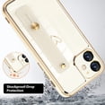 thumbnail image 5 of Designed for iPhone 11 Case with Wrist Strap Loop Luxury Love Heart Plating Gold Bumper Phone Cover Wristband Kickstand Full Body Protective Slim Case for Women-White, 5 of 12