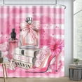 thumbnail image 5 of Fashion Shower Curtain Pink and Black Plaid Perfume Girly High Heels Waterproof Polyester Fabric Bath Curtains with 12 Hooks for Girl''s Gift Bathroom Decor 72x72 in, 5 of 5