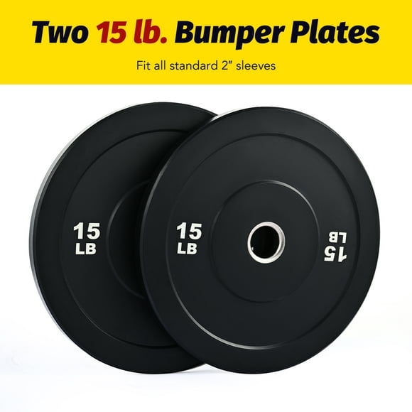 Weight Plates 2" Olympic Bumper Plates for Pro School Home Gyms Set of 2, 15lb