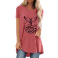 thumbnail image 1 of Pompotops T-Shirt Long à Manches Courtes Col Rond Imprimé Décontracté pour Femmes, 1 of 5