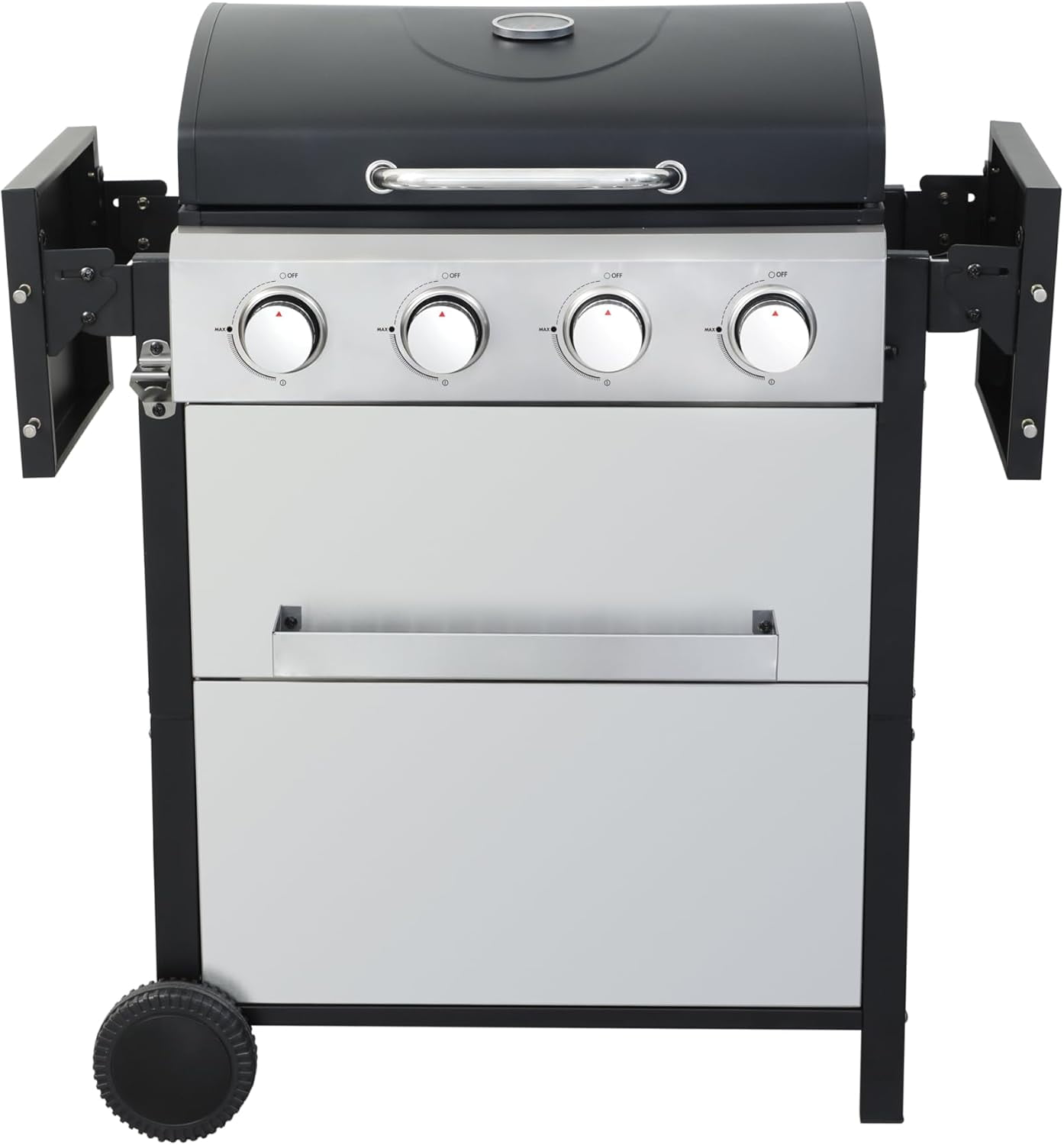 YINGYING 3-Burner Propane Gas Grill,  36900TU Output Stainless Steel BBQ Grill with Wire Enamel Cooking Grids & Foldable Side Table for Outdoor Backyard Barbecue
