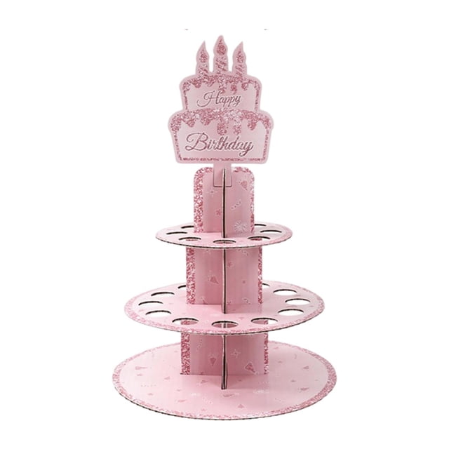Voxware Money Holder Cake Table Centerpiece Desktop Decoration Double Layer Paper Structure Unique Function Suitable for Anniversary Gathering Pink