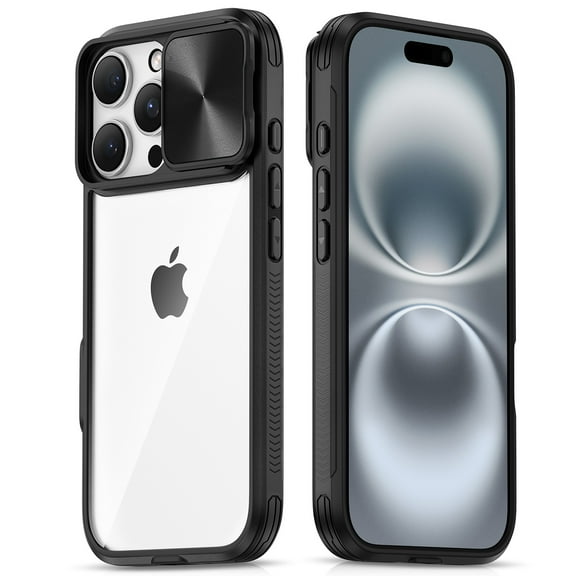 ABCPOW for iPhone 16 Pro Case Clear,Full Body Rugged Case [Not Yellowing] Drop Protection, Slim Clear Case Full Camera Protection Cover Cell Phone Case for iPhone 16 Pro 6.3 inch,Black