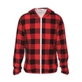 thumbnail image 2 of Lsque Buffalo Plaid Red Black UPF 50+ Lightweight Sun Protection Men's Women's Long Sleeve Shirt, Hoodie Performance -Small, 2 of 9