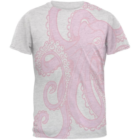 Pink Octopus Ink Mens T Shirt Heather White SM