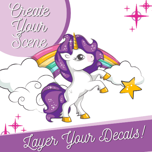 Glow in The Dark Unicorn Wall Decals(Purple) - Quality Peel and Stick Vinyl Stickers - Wall Decor for Kids & Classroom – Set of 96 Glowing Unicorns, Rainbows, Hearts, & Stars