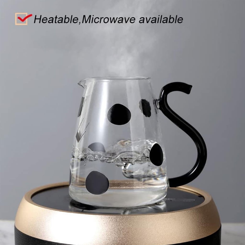 Cow Shape Glass Pitcher with Integrated Cup for Cold Drink Serving Beverage Container High Borosilicate Milk Carafe