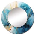 thumbnail image 3 of Designart "The Abstracted Flow Of Blue And Gold Rivers" Lake River Round Mirror Wall Decor Lake House - Large Blue Round Office Mirror - Round Mirror - 29" x 29", 3 of 7