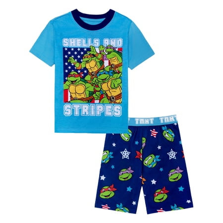 Ninja Turtles 2-Piece Short Sleeve and Short Pajama Set, Sizes 4-12