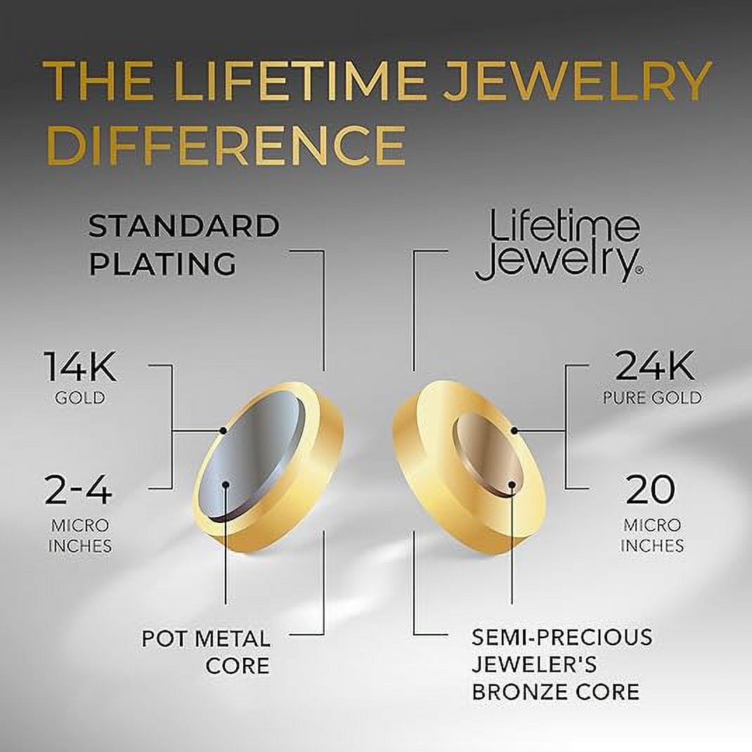 LIFETIME JEWELRY 2mm Rope Chain Necklace 24k Real Gold Plated-Men and Women (16 inches)
