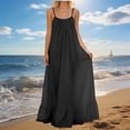 thumbnail image 2 of Kvture Low Back Dress for Women Backless Cami Dresses Summer Lounge Solid Color Sleeveless Long Sundresses with Back Tie Black, 2 of 9
