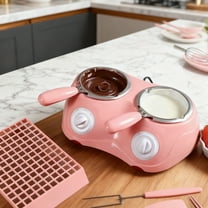 Double Compartment Chocolate Melting Pot with Temperature Control,Chocolate Melting Pot Kit with Molds and Fork,Mini Fondue Warmer for Candy & Dip Making,Includes 9 Molds & Tools, Home Dessert Kit