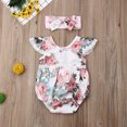 thumbnail image 5 of Coduop Infant Baby Girl Floral Ruffle Bowknot Romper Bodysuit Jumpsuit Summer, 5 of 6