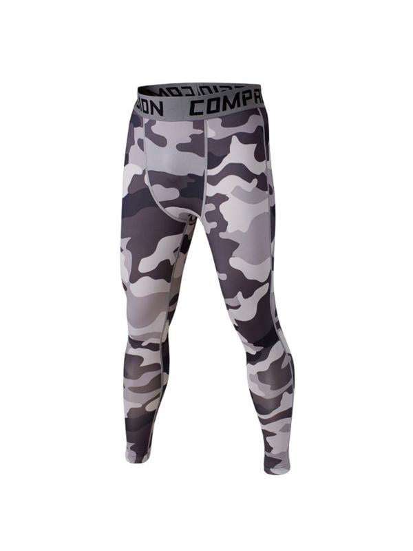 Xtextile Mens Snow Camouflage Sports Compression Tight Cool Dry Sports Pants Base Layer Running Leggings Yoga Rash Guard 
