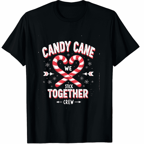 Christmas Candy Cane Heart Holiday Family Matching Pajama PJ T-Shirt Men and Women