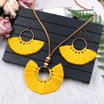 thumbnail image 4 of Xinyolin Vintage Fan Shape Tassel Circle Pendant Necklace, Hook Earrings Women's Jewelry Set, 4 of 8