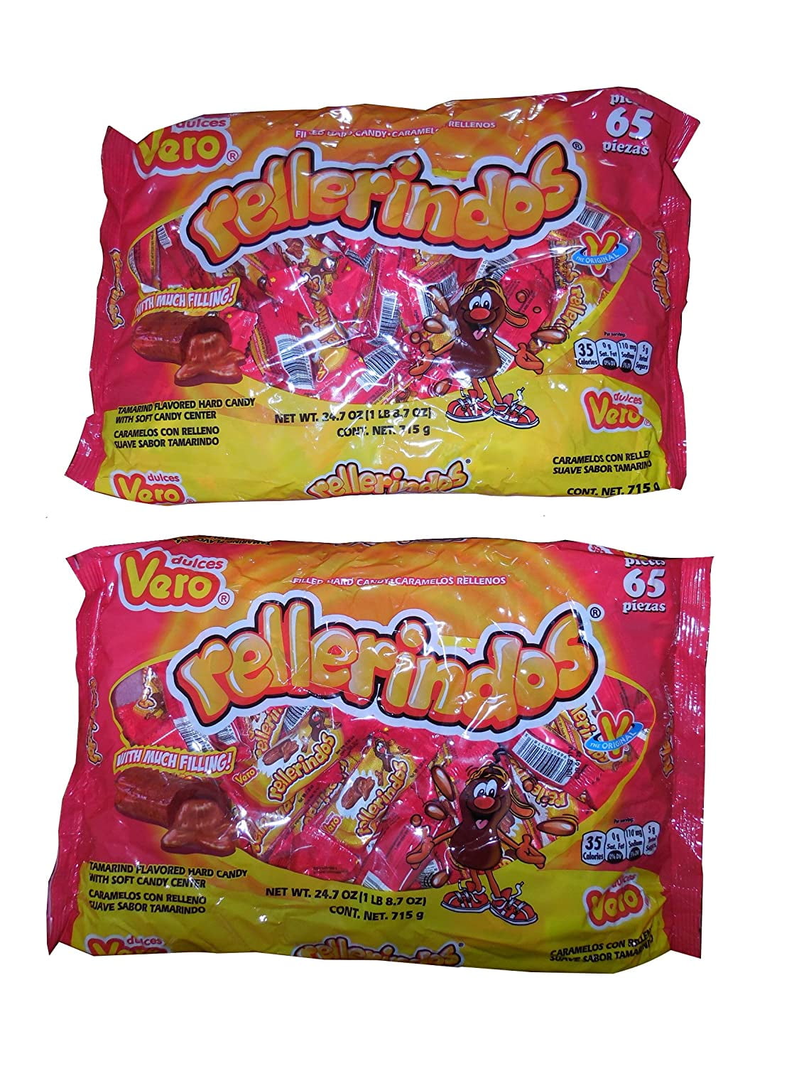 Vero Dulces Rellerindos Mexican Tamarindo Candy, 65 Count, 24.7 oz
